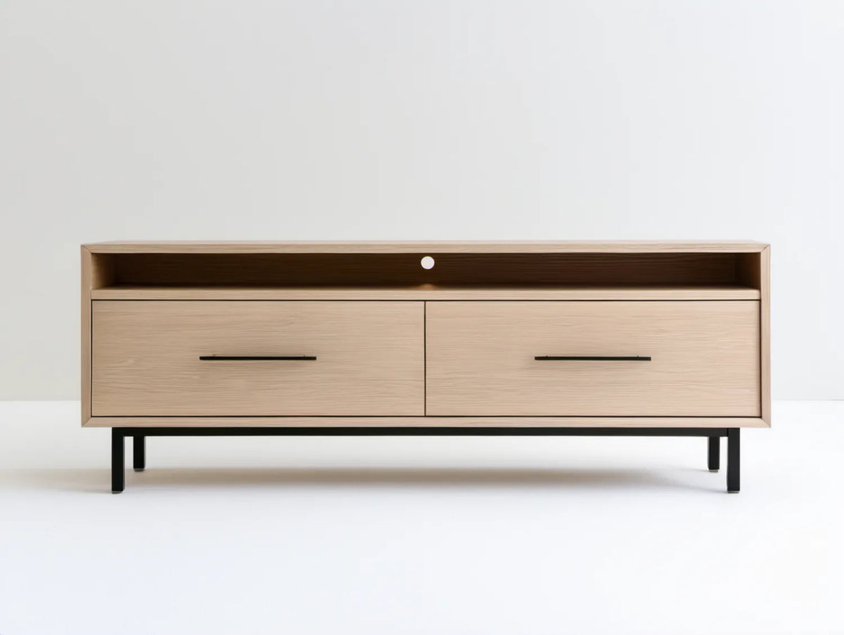 Szafka RTV 160 x 40 x 60 cm, jasny dąb/czarny