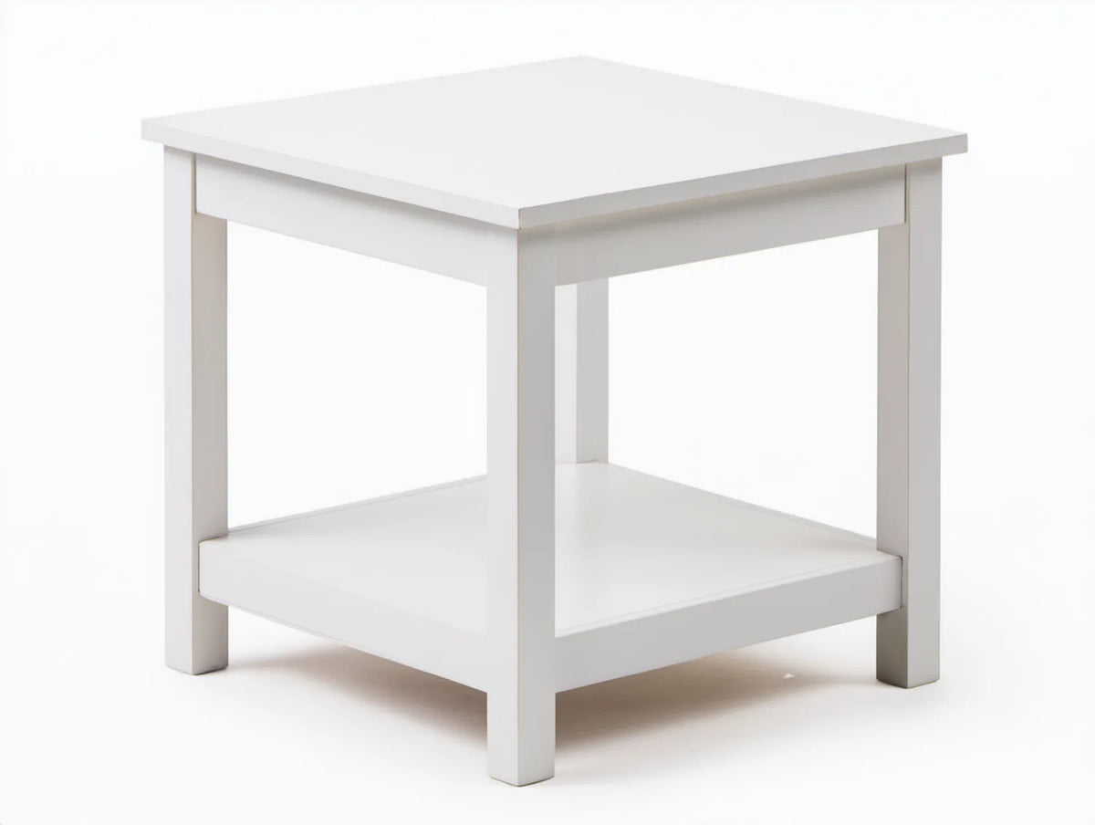 Biały kwadratowy stolik kawowy z lakierowanej płyty MDF 55 x 55 x 45 cm