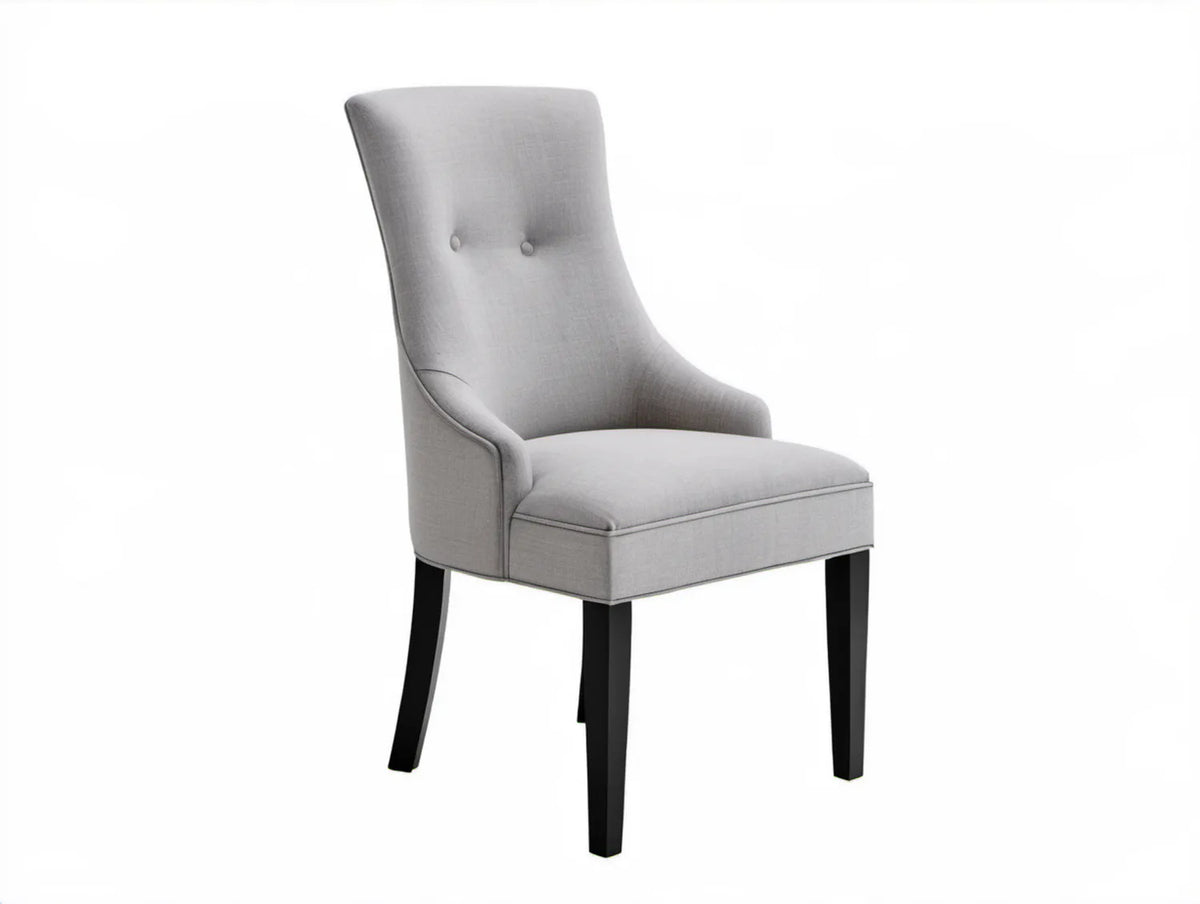 Szare tapicerowane krzesło do jadalni z podłokietnikami, 60 x 63 x 100 cm