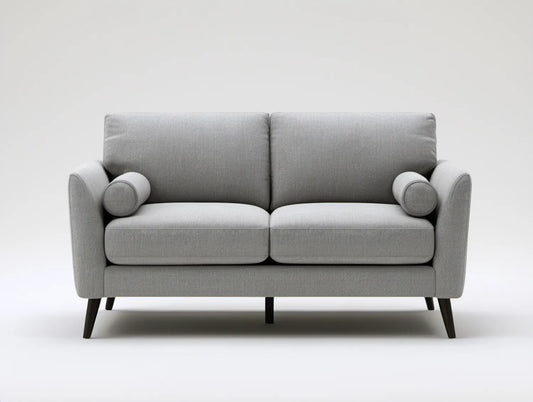 Szara sofa dwuosobowa z czarnymi nogami, 160 x 86 x 86 cm