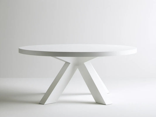Biały okrągły stół do jadalni z blatem MDF i stalową podstawą, Ø 120 x 75 cm