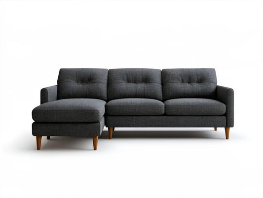 Grafitowa sofa narożna z lewym szezlongiem, 250 x 150 x 85 cm