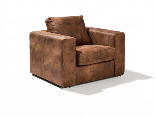 Brązowy fotel wypoczynkowy ze skóry syntetycznej PU 110 × 90 × 82 cm