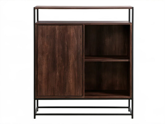 Kredens industrialny z MDF i stali, Ciemny brąz/Czarny, 120 x 40 x 180 cm