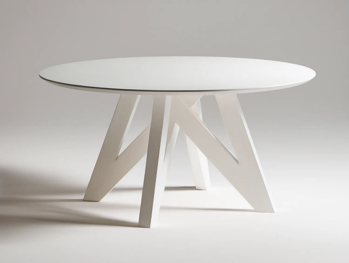Biały okrągły stół do jadalni z MDF, Ø 120 cm, wysokość 75 cm