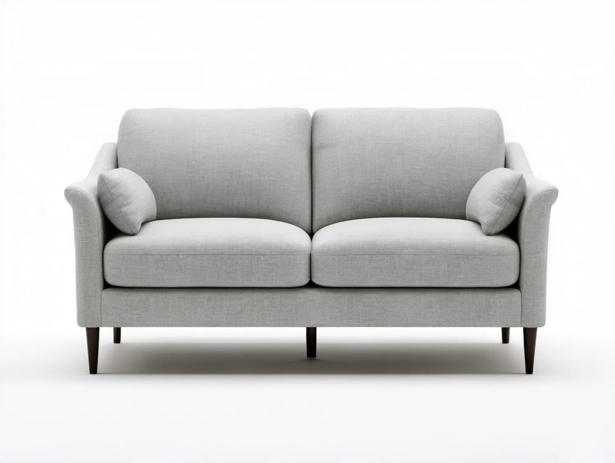 2-osobowa sofa jasnoszara z ciemnobrązowymi nogami, 160 × 85 × 88 cm
