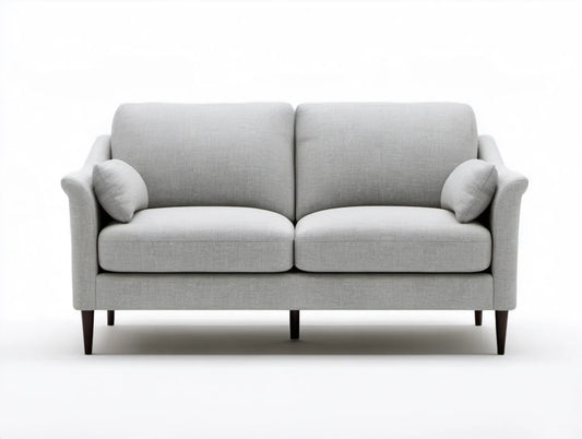 2-osobowa sofa jasnoszara z ciemnobrązowymi nogami, 160 × 85 × 88 cm